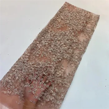

African Lace 2020 French Nigerian Lace Fabric Bridal beads Swiss Net Tulle Lace Fabric For Wedding Party ZX9061