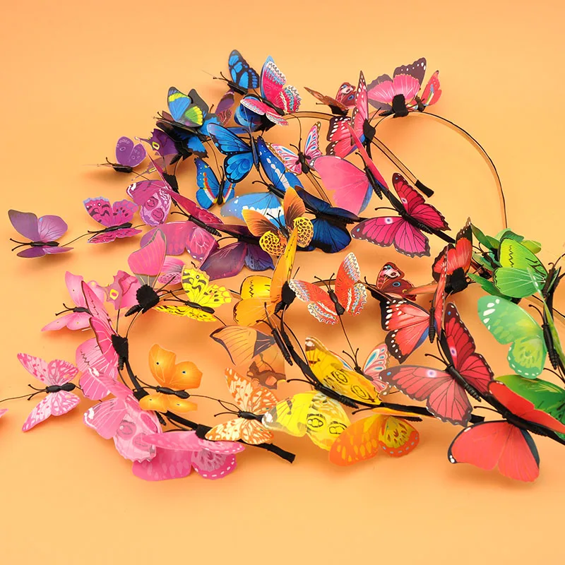 Colorful PVC Butterfly Hairbands For Women Fashion Cosplay Custome Fancy Show Party Girls Forest Butterfly Headband Headpiece