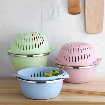 

Multifunctional 3-in-1 Stainless Steel Grater Basin Vegetable Cutter With Drain Basin Ginger Grater Set For Vegetables Washing