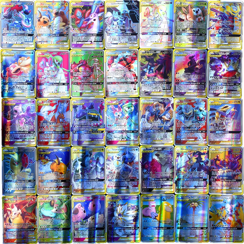 Pokemon juguetes gx no repetir brillante tarjetas inglesas juego batalla carta comercial niños francesa TARJETA DE Pokemon francés Juguetes