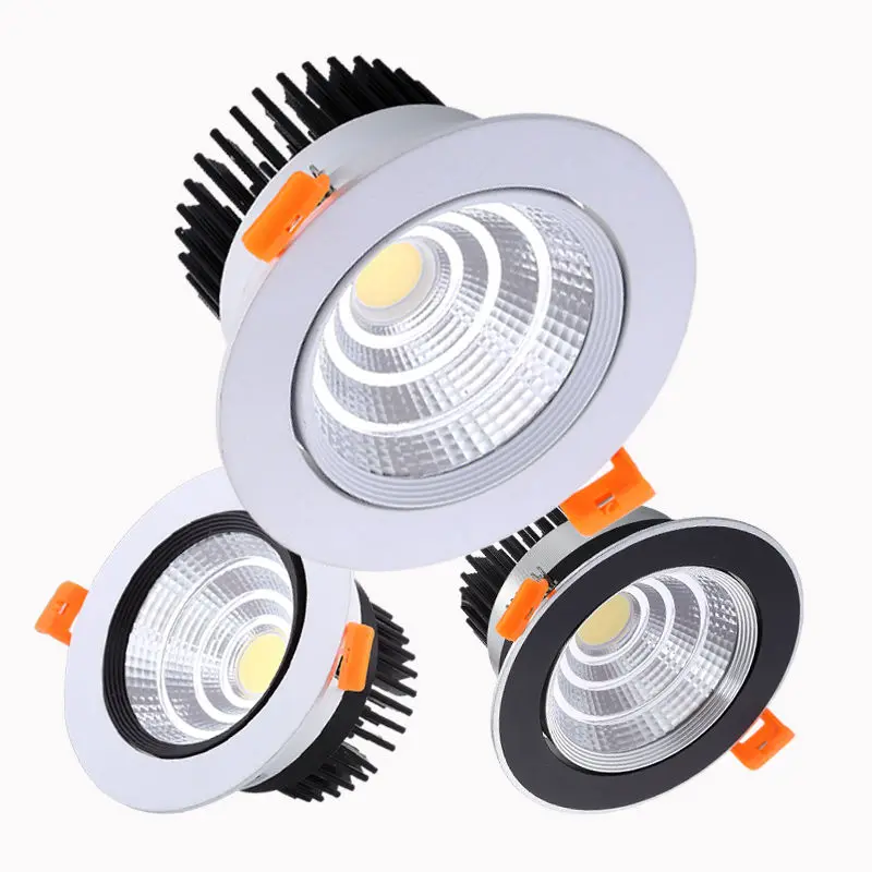 Dimmable LED COB Spotlight Ceiling Lamp AC85-265V 3W 5W 7W 9W 12W 15W Aluminum Recessed Downlights Round Panel Light led ceiling light ceiling light