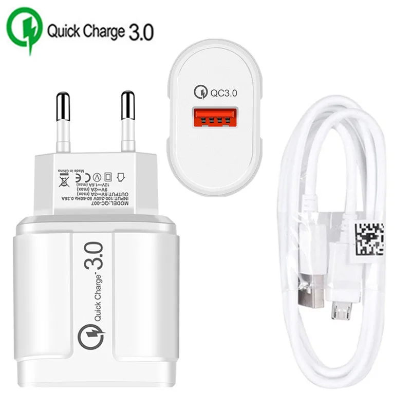 Для Samsung A7 2018 Huawei P Smart Y6 Y7 2019 ZTE LG Android Phone 18 Вт Зарядное устройство USB быстрая зарядка