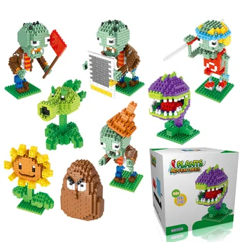 

Plants Fight Zombies Peashooter Toys Action Figures Mini Building Blocks Toys Children Model Brick Toy Game Gifts For Kids