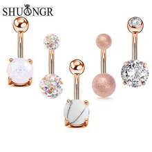 SHUANGR 5 шт./компл. для женщин Красота пупок кнопки кольца медицинская сталь горный хрусталь сексуальный пирсинг пупка ювелирные кольца для тела Pendiente