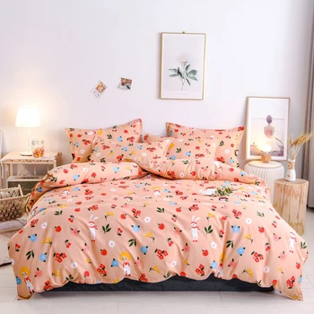

Cartoon floral bedding set comforter polyester bed linens set single double queen King sizes duvet cover
