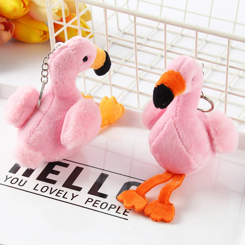 10cm Kawaii Anime Animal Pink Flamingo Doll Soft Plush Stuffed Toys for Children Girls Kid Gift Cool Stuff Plushie Key Chain Toy flamingo вольер для животных