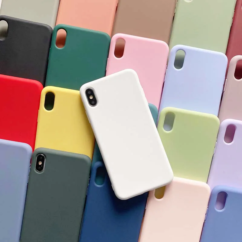 Soft Silicon Case for 12 11 Pro XS Max X XR 6 6S 7 8 Plus SE2 Shockproof Fashion Candy Colors Back Cover Shell Phone Case