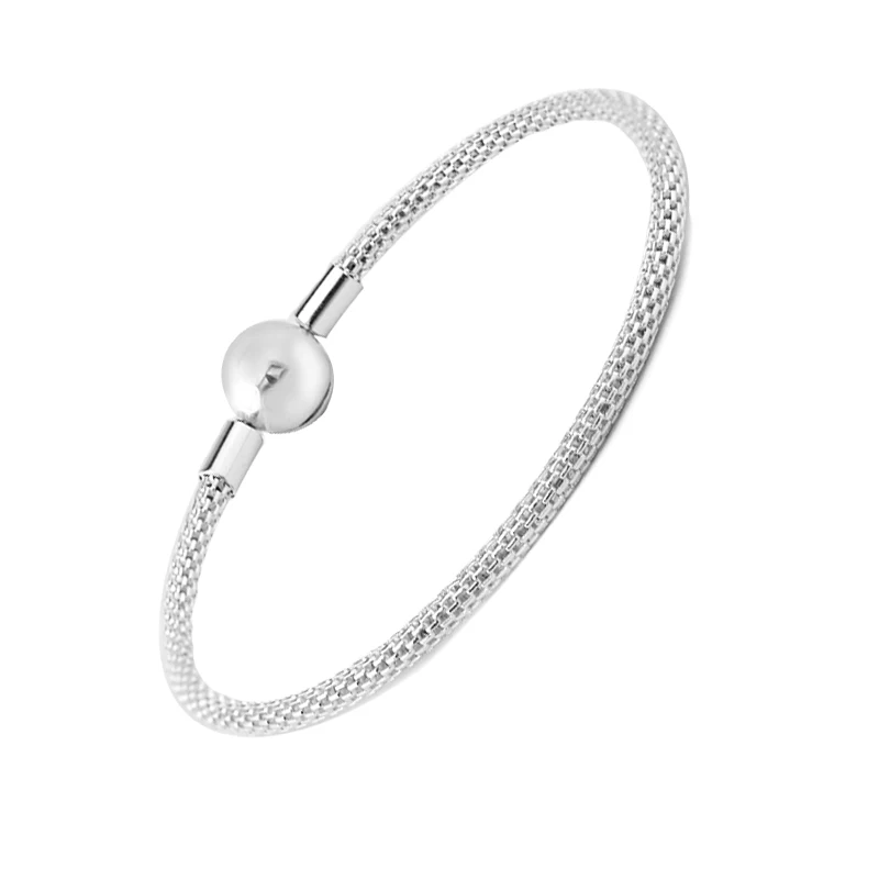 Online MOMENTE Sterling Silber Mesh Armbänder Für Frau DIY Beads   Charms Authentische Sterling Silber Mode Schmuck Armbänder