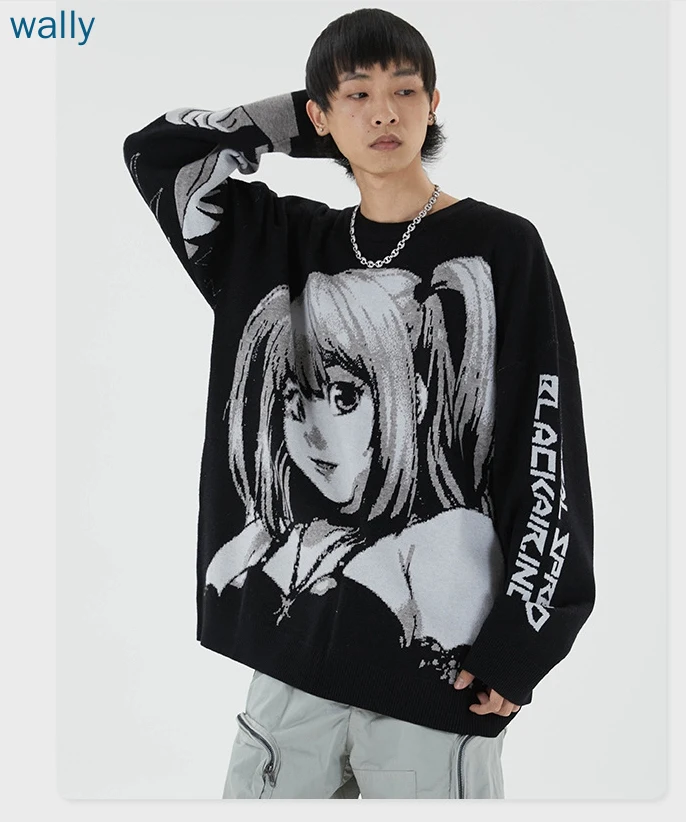Mens Hip Hop Streetwear Harajuku hoodies Vintage Retro Japanese Style Anime Girl