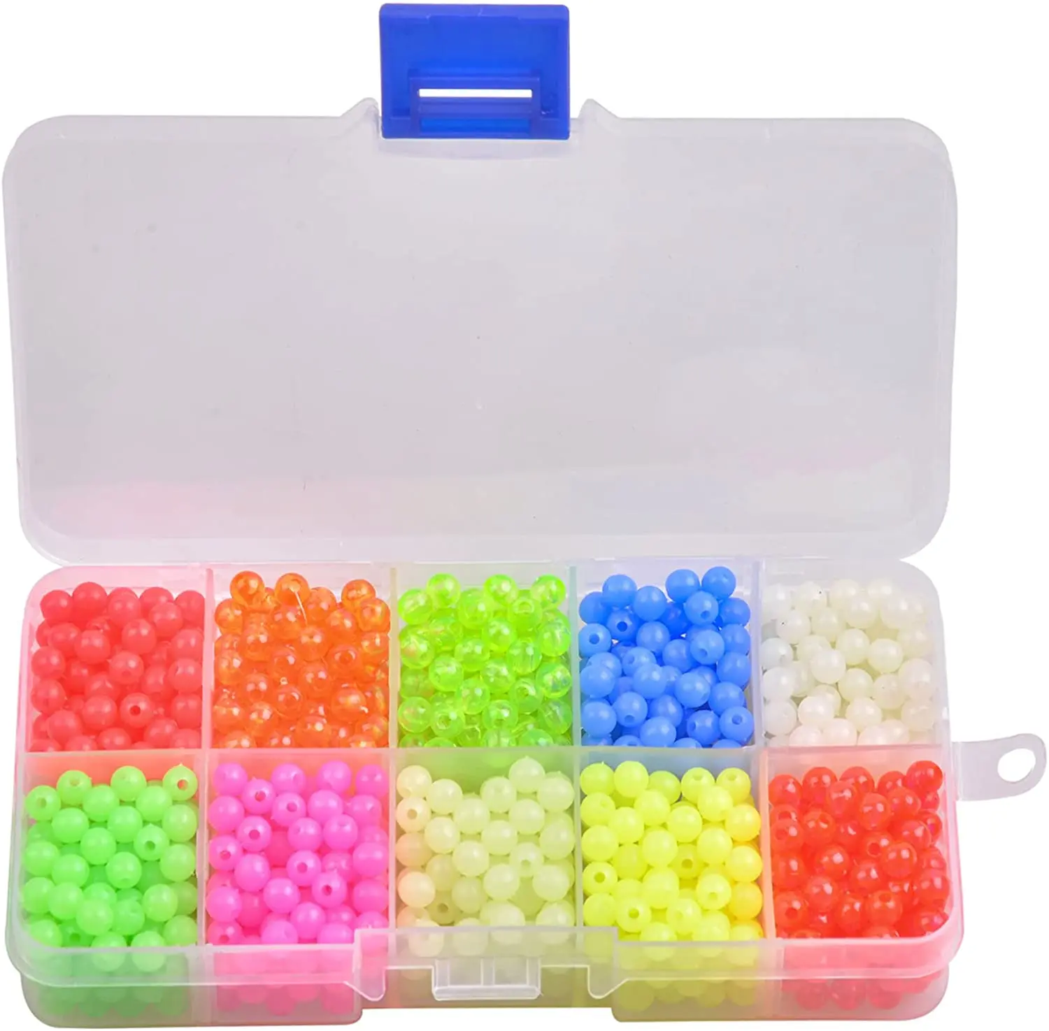 

1000pcs Fishing Beads Assorted Beads Round Float Glow Fishing Rig Beads Luminous Fishing Bait Eggs Plastic Beads Fishing Lures