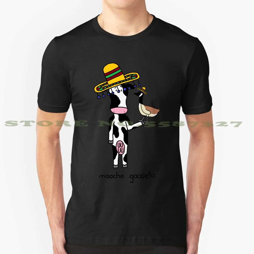 Moocho Pelle D'Oca Cool Design Trendy T-Shirt Tee Mucho Gusto Goose Cow Moo Moocho Pelle D'Oca Canada Messico Spagna Spagnolo Divertente