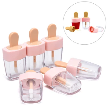 

6Pcs Ice Cream Shape Mini Lip Gloss Tube Empty Containers Lip Lipstick Bottle DIY Refillable Makeup Cosmetics packing Container