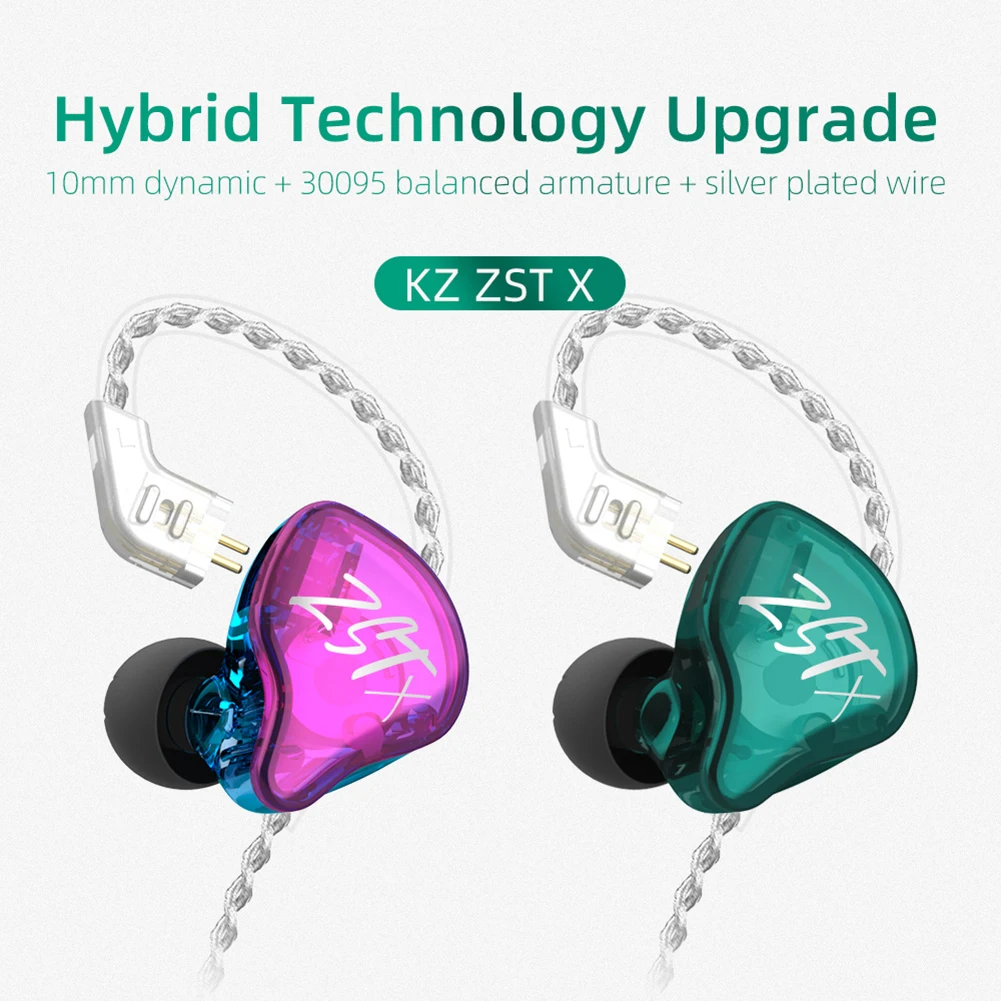 Wired In Ear Gaming Headphones KZ ZST X Hifi Sports Headset Portable Entertainment Earphone Supplies for Mobile Phone