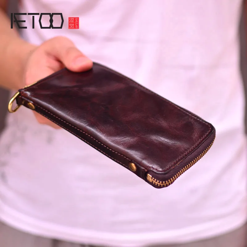 Original Genuine Leather Wallet Men's Hand-painted Vegetable Tanned Cowhide  Short Style Personalized Zipper Wallet - AliExpress