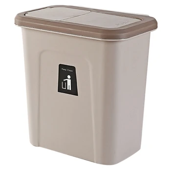 

Kitchen Push Cover Trash Can Hanging Fruit And Vegetable Skin Kitchen Garbage Storage Bucket Simple Storage Box Brown