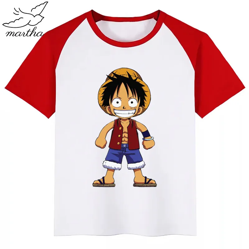 Забавная футболка с LUFFY для мальчиков и девочек, детские топы с рисунками, Детская футболка, одежда для малышей