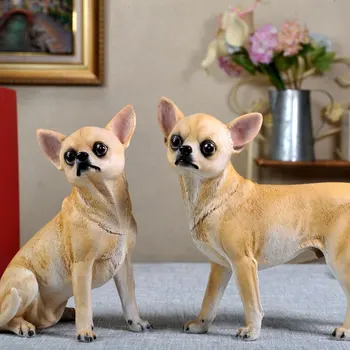 

Simulated Dog Arrangement Chihuahua Model Resin Crafts Home Living Room Wine Cabinet Arrangement Study Office Decoration