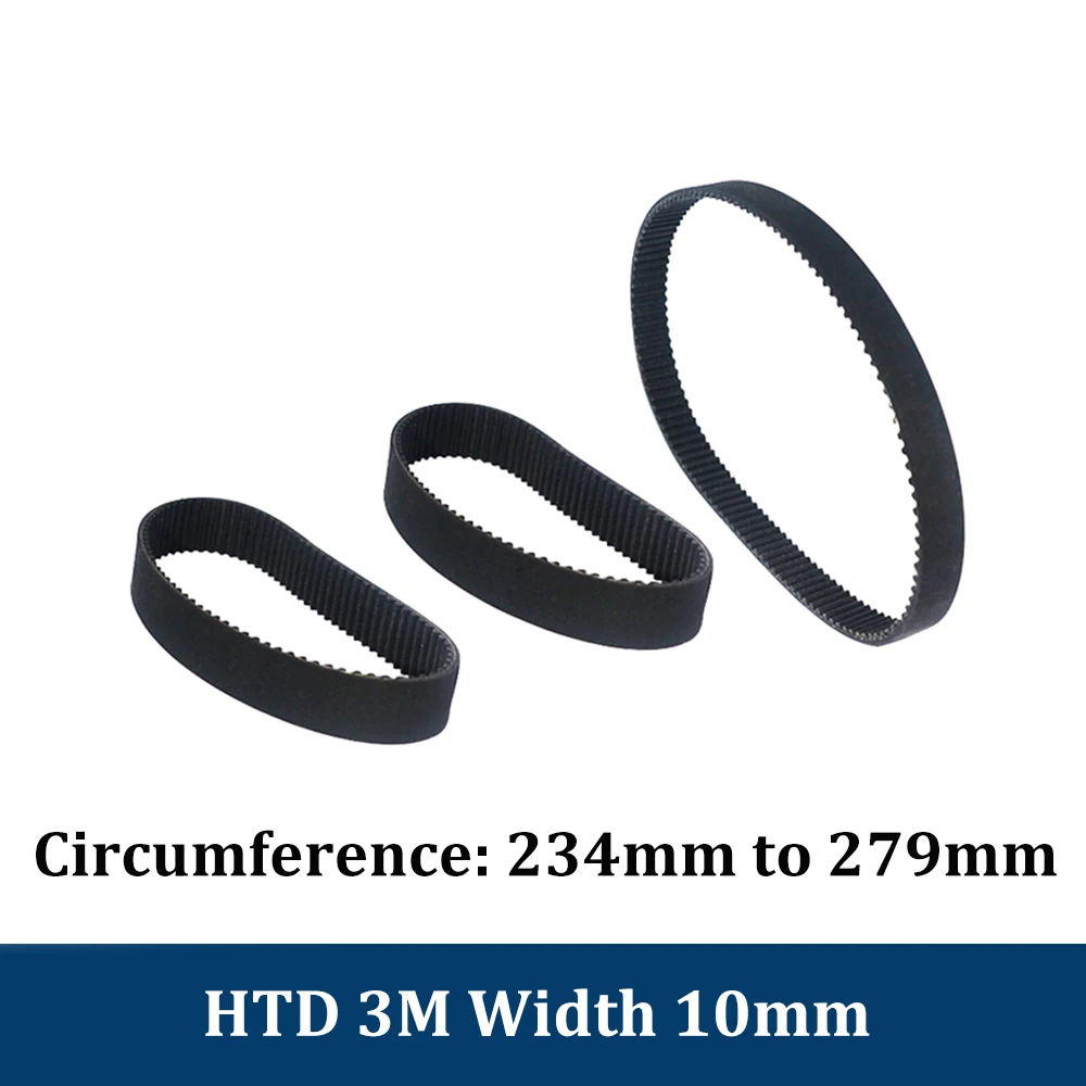 HTD 3M Closed Loop Rubber Timing Belt 234 237 240 243 246 252 255 258 261 264 267 270 273 276 279mm Width 10mm HTD3M 3D Printer |