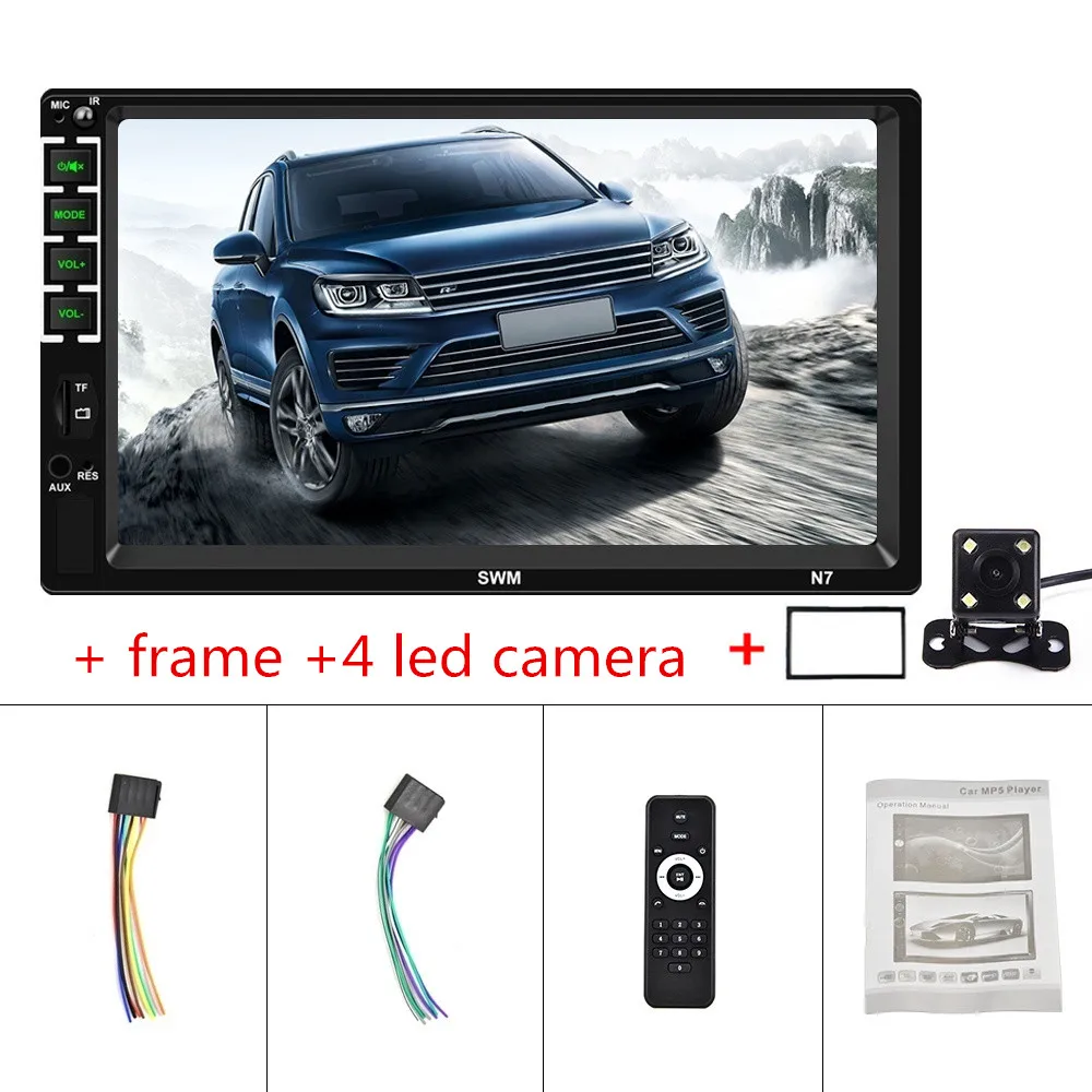 frame and 4LED 2 Din 7 ''Авторадио HD сенсорный экран автомобиля стерео радио Bluetooth автомобиля MP5 плеер с зеркальной связью/FM/AUX/USB/SD Функция+ CAM - Цвет: frame and 4LED