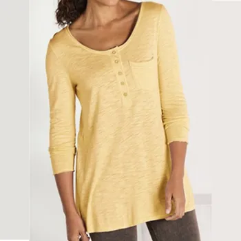 

2019 Knitted Pure-color Pullover Knitted Shirt O-Neck Long Sleeve Black Yellow Pink and White Womens Casual T-shirts 5xl