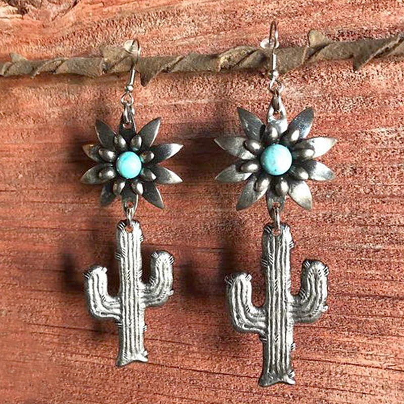 

Boho Cactus Flower Earrings for Women Retro Oorbellen 2019 Long Pendientes Sunflower Drop Earring Summer Brincos Jewelry Z3D255