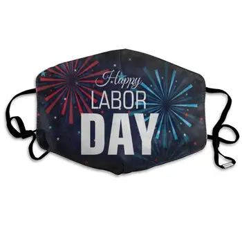 

Face Mask Happy Labor Day American Flag Firework Marvellous Cycling Half Face Earloop Nose Mask for Men
