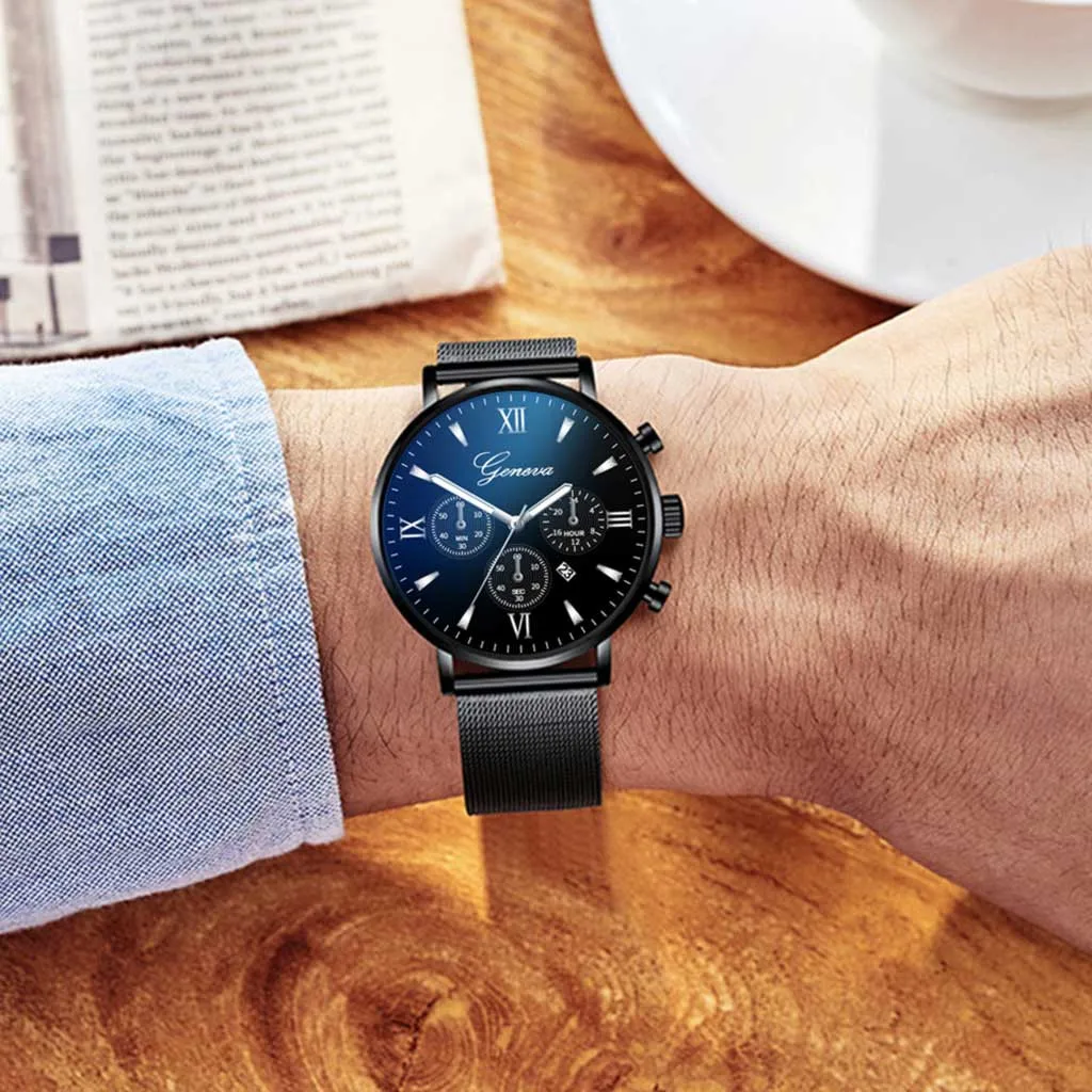 Новинка,, мужские наручные часы с ремешком-сеткой, высококачественные повседневные кварцевые часы, циферблат из нержавеющей стали, повседневные часы-браслет, праздничный подарок, relogio 50