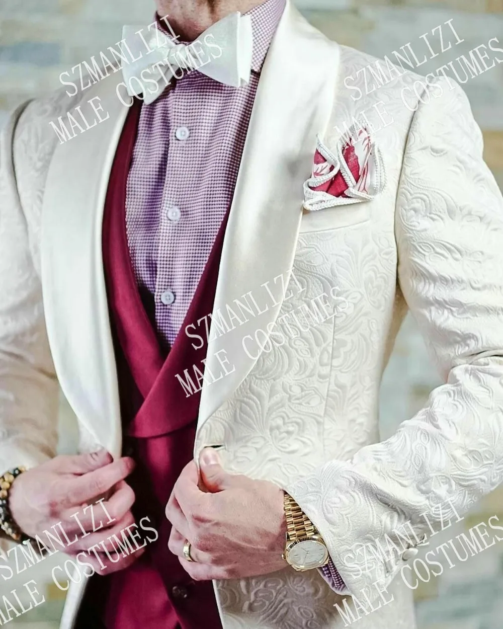 New-Style-Men-Suits-Beige-and-Burgundy-Groom-Tuxedos-Shawl-Satin-Lapel-Groomsmen-Wedding-Best-Man_