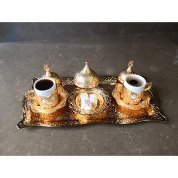 

(9 PCS) Copper Turkish Tea Coffee Espresso Cups Set Anatolian Arabic Coffee Cups Set Ottoman Tea Sets MADE IN TURKEY