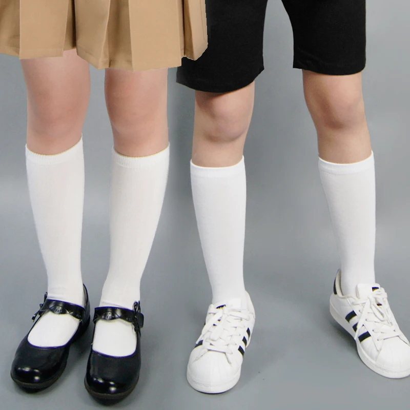 Гольфы детские длинные носки без пятки для мальчиков и девочек, для школьной формы, детские белые носки в стиле Харадзюку длинные школьные черные От 1 до 15 лет