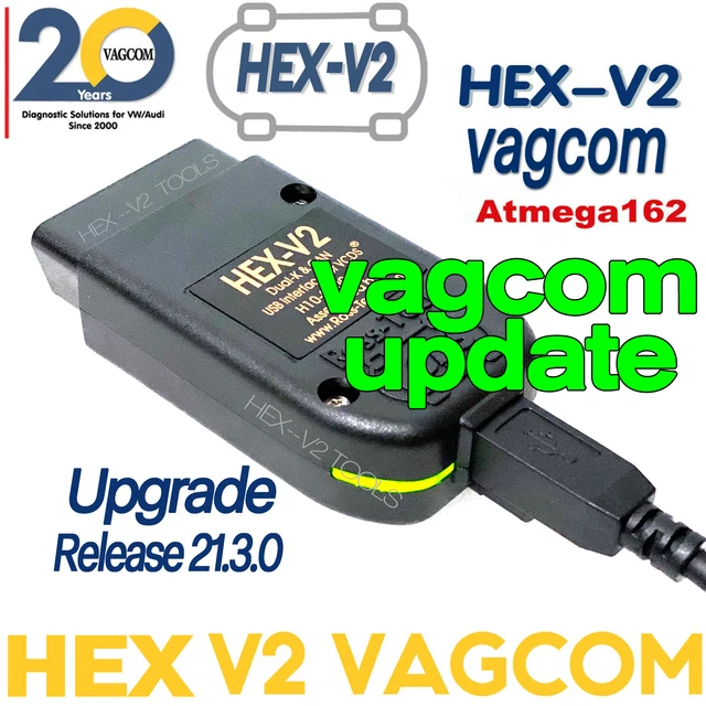 Scanner HEX V2 VAGCOM 2021 multilingue, VAG COM 21.3, pour VW, AUDI, Skoda, Seat, ATMEGA162 + 16V8 + FT232RQ, 20.12 