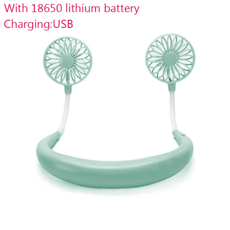 Green Портативный мини-вентилятор шейный вентилятор с USB Перезаряжаемый нашейный вентилятор ветроголовка 3 скорости регулируемый портативный вентилятор - Цвет: Green
