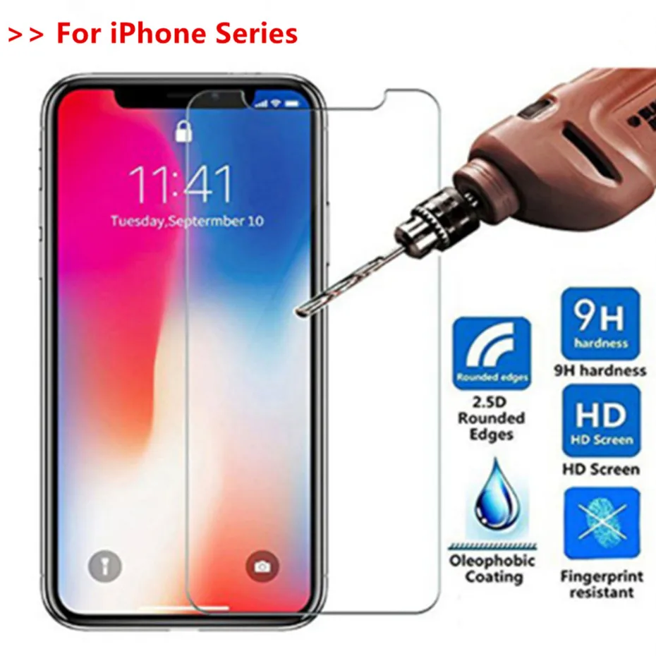 

9H Tempered Glass For iPhone 11 Pro XR XS Max Screen Protector Glass for iphone 7 8 6 6s plus 5 5s SE ultra-thin protective film