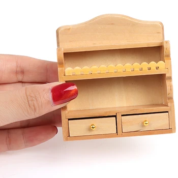 

1/12 Dollhouse Mini Wood Cabinet Wall Mounted Cabinet Shelf Storage Doll Decor