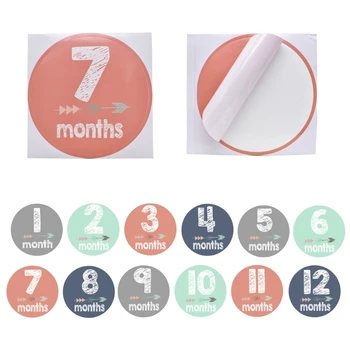 

OOTDTY Newborn Pregnant Women Monthly Photograph Stickers Month 1-12 Milestone Sticker bebes baby clothes dress skirt
