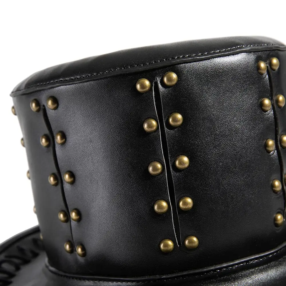 Gear Duke стимпанк шляпа из искусственной кожи Топ шляпа Викторианский мужской Millinery традиционные Волшебные шляпы волшебников