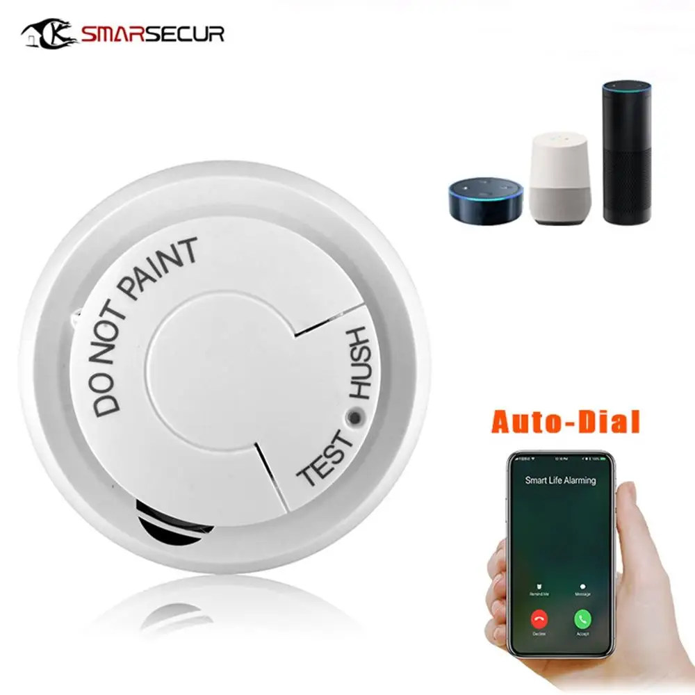 Smoke Detector Wireless Fire Sensor Wifi for Office Home Security Highly Sensitive Alarm Systems Tuya Smart Life Smoke Sensor