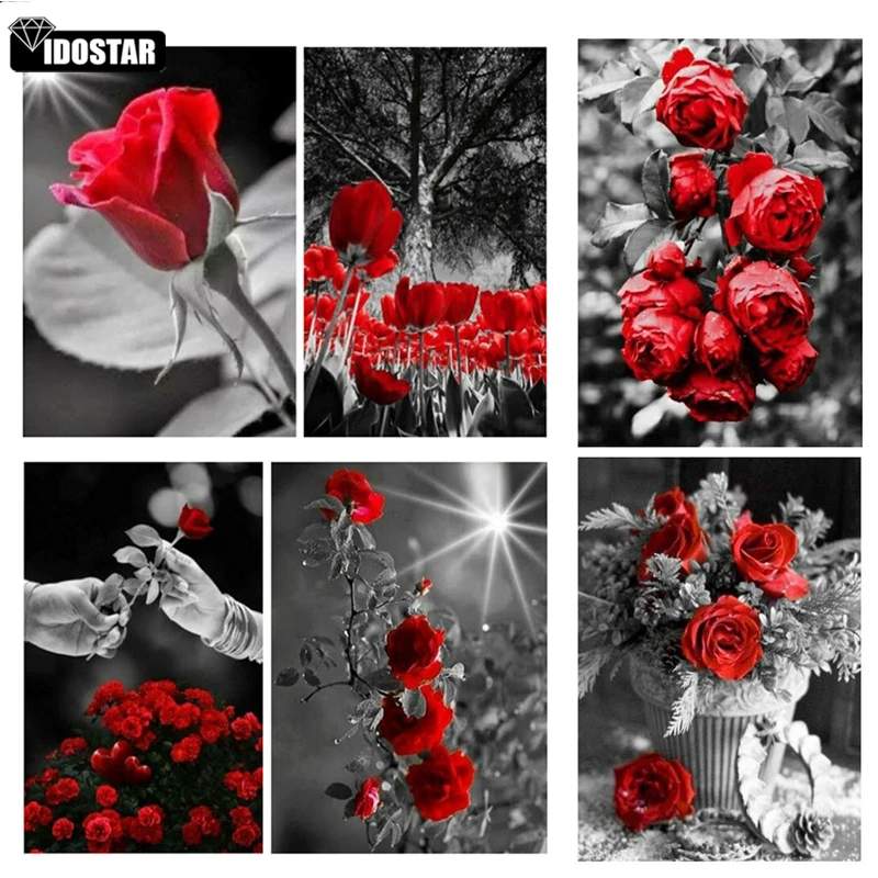 5D-DIY-Diamant-Malerei-Rose-Retro-Blumen-Blumen-Kreuz-Stickerei-Hause-Dekoration
