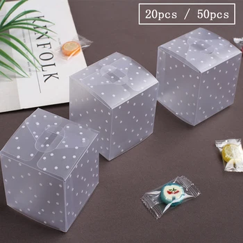 

20/50pcs 4cm 6cm DIY Clear Candy Box Square Gift Box Packaging Jewelry Box Plastic Polka Dot Sweet Packing Case Wedding Birthday