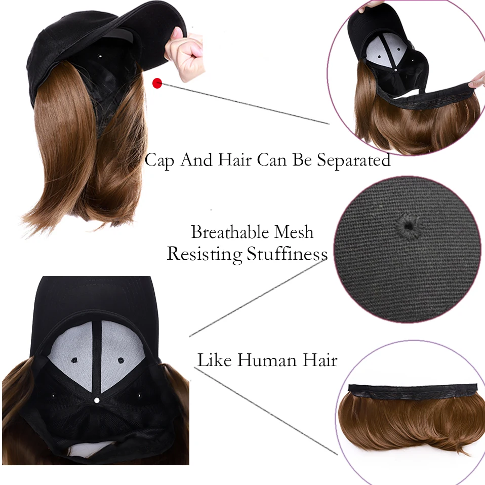 Benehair Synthetic Detachable Short Straight Bob Hair Black Baseball Cap  Hair Wig Wig Cap Hair Heat Resistant Fiber Outdoor|Synthetic Clip-in One  Piece| - AliExpress