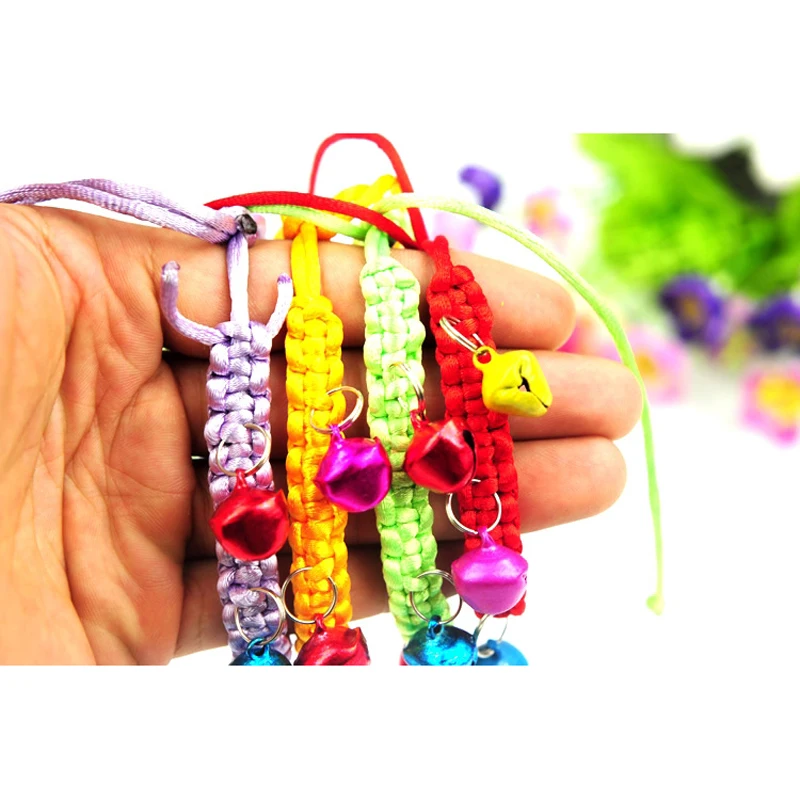 Adjustable Nylon Dog Collars Pet Collars With Bells Braided Necklace Collar For Little Dogs Cat Collars Pet Supplies Accessories