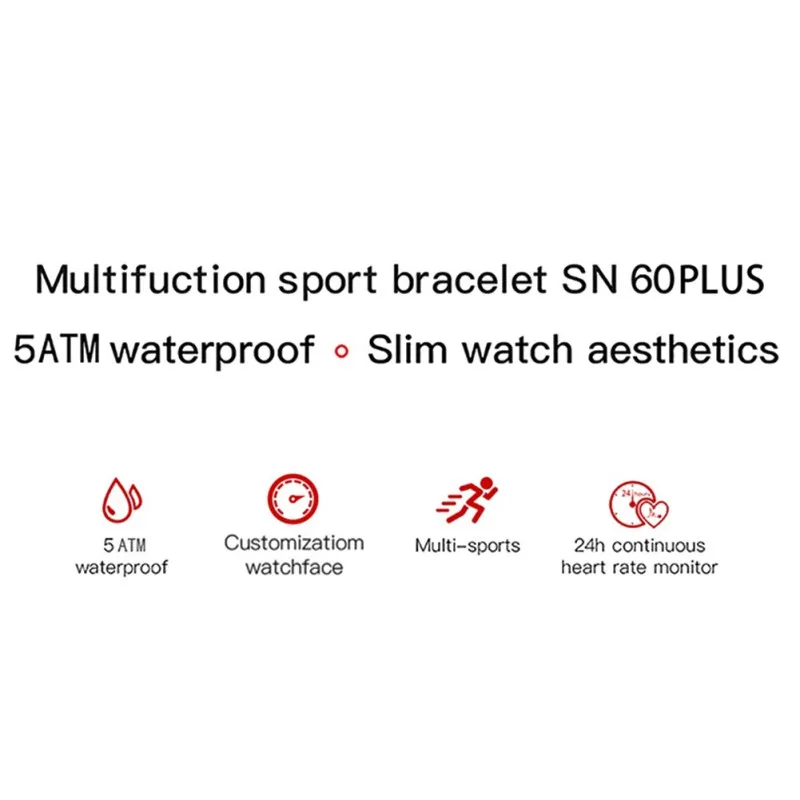 SN60Plus, умный браслет, спортивный трек, умные часы, фитнес-монитор, пульсометр, кровяное давление, водонепроницаемый