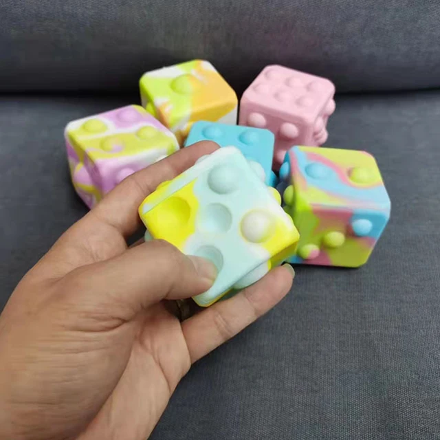 1PC Fidget Dice Toys Push Bubble Popper Cube Sensory Fidget Toys Puppet 3D Squeeze Dice Cube Ball Portable Popping Game 4