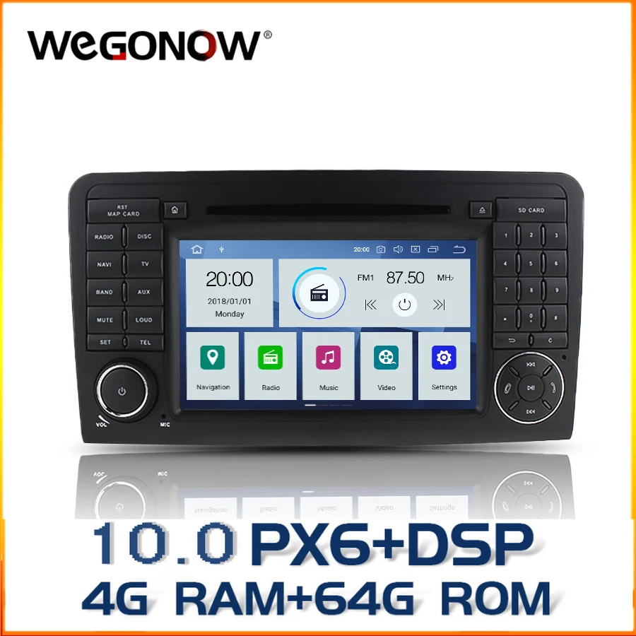 DSP IPS PX6 Android 10 4 Гб RAM 64 ГБ Автомобильный dvd плеер RDS радио Bluetooth 2 для Mercedes W164 ML300 ML350 ML450