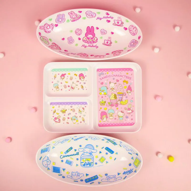 

1pc new cute Twin Stars my melody Cinnamoroll dog Mini Dish Plate Cartoon Dinnerware Snack Holder Compote Tray Dish figure toys