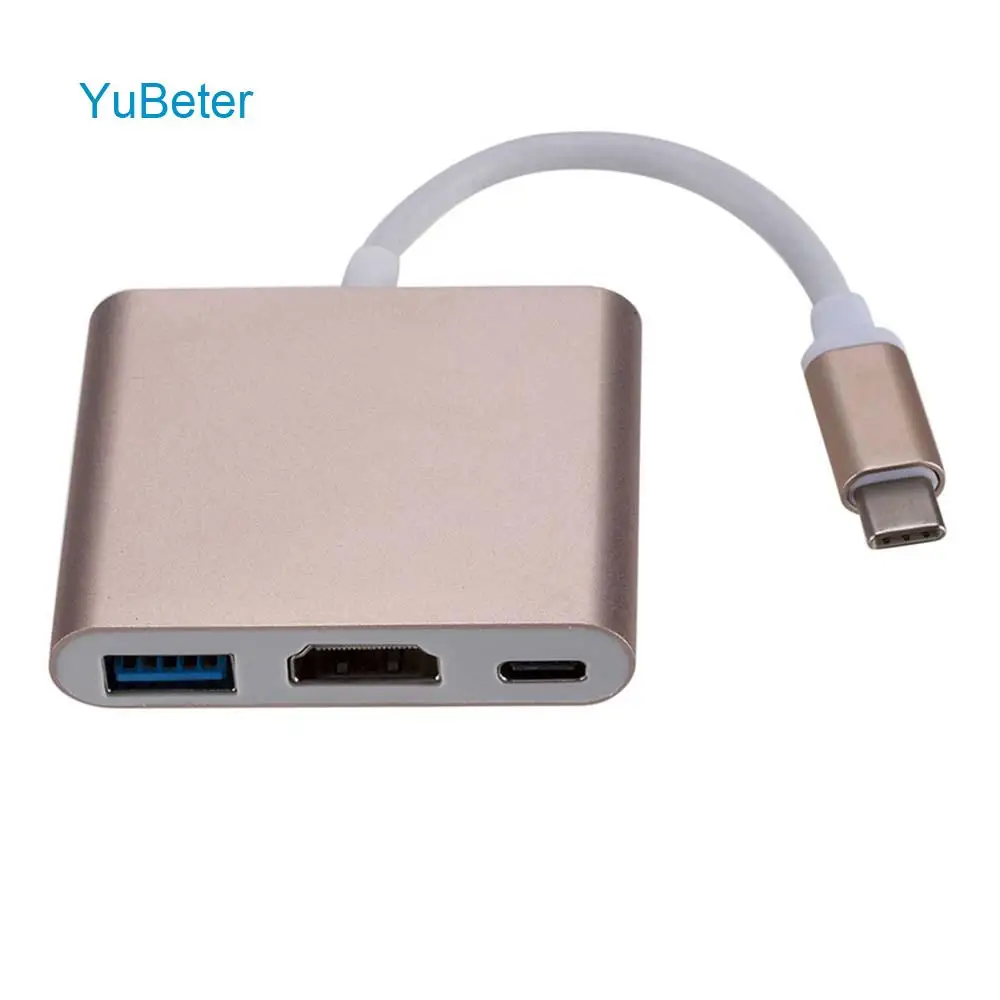 YuBeter Тип C к HDMI/USB 3,0 конвертер Кабель тип-c Мужской к HDMI/USB 3,0 Женский адаптер для ПК Macbook Chromebook ноутбук с HDTV