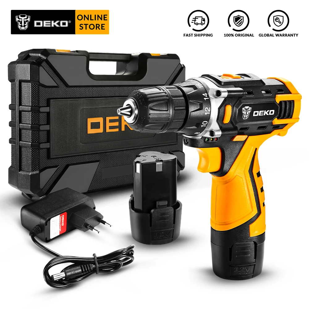 DEKO 12V Аккумуляторная дрель литий ионный аккумулятор мини беспроводной драйвер