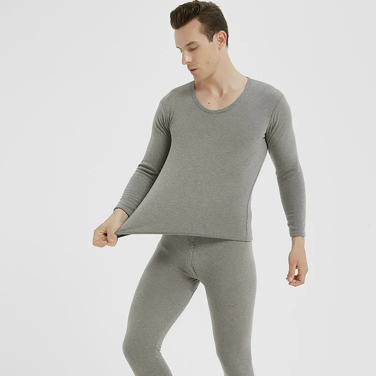 Light Grey Новые зимние комплекты термобелья для мужчин, стрейч, мужское термобелье, теплые кальсоны для фитнеса, зимняя одежда для мужчин - Цвет: Light Grey