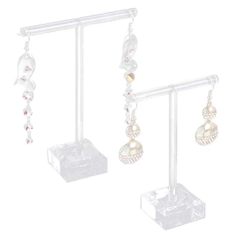 

Acrylic Earrings Jewelry Display Rack Stand Organizer Holder Case Necklace Bouches Ornament Hanger T-Bar 2Pcs/Set White
