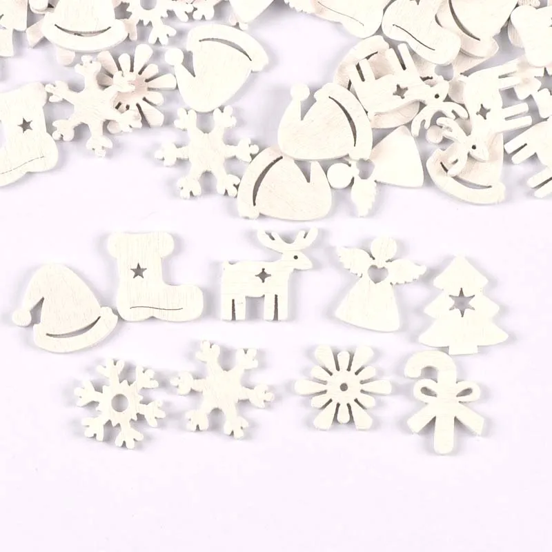 50Pcs 25/35mm White Wooden Slice Christmas Snowflake Scrapbooking For  Christmas Embellishment Craft DIY Handicraft Decorations - AliExpress